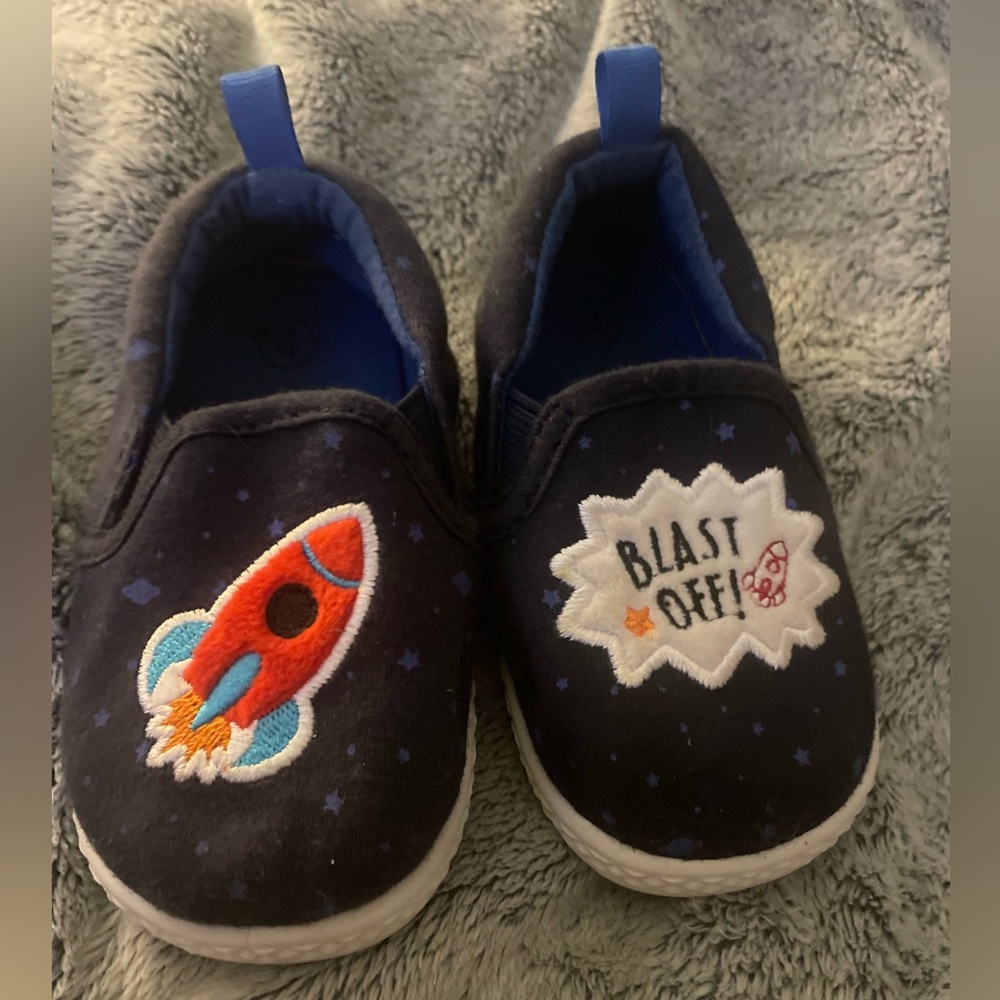 Kids Rocket Themed Slip-On Shoes - Navy Blue